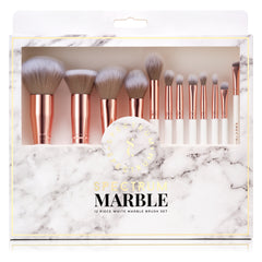 White Marbleous 12 Piece Makeup Brush Set