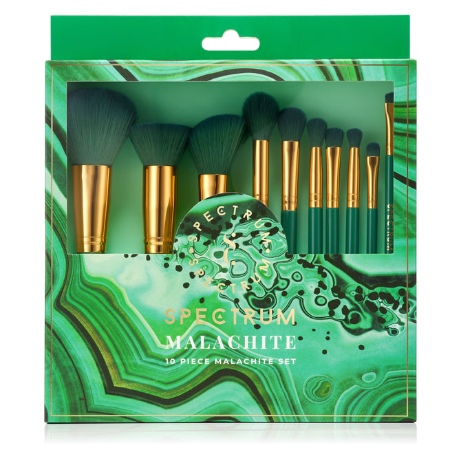 10 Piece Malachite Makeup Brush Set